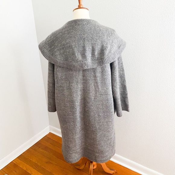 Vintage Wool Mohair Long Sweater Coat Grey - Picture 5 of 8